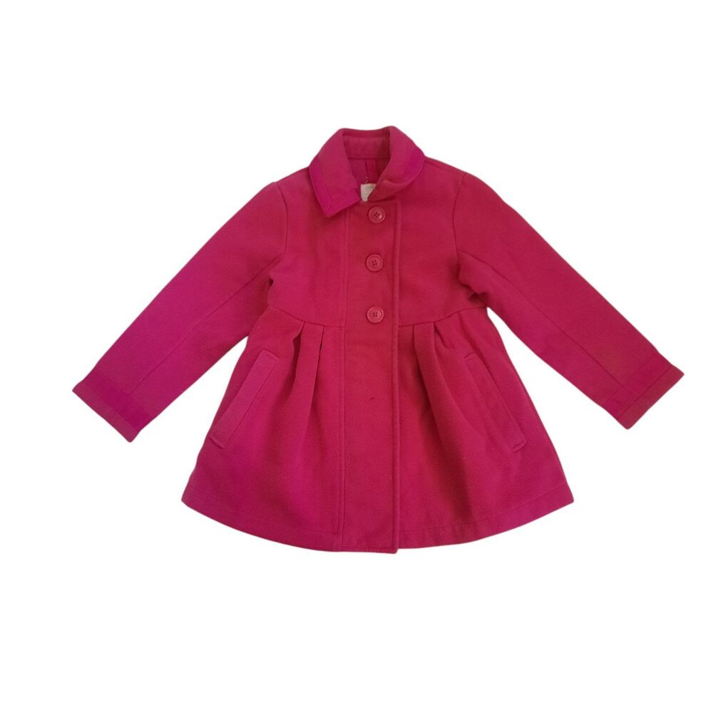 Lands End Girls Brushed Flannel Magenta Coat 4